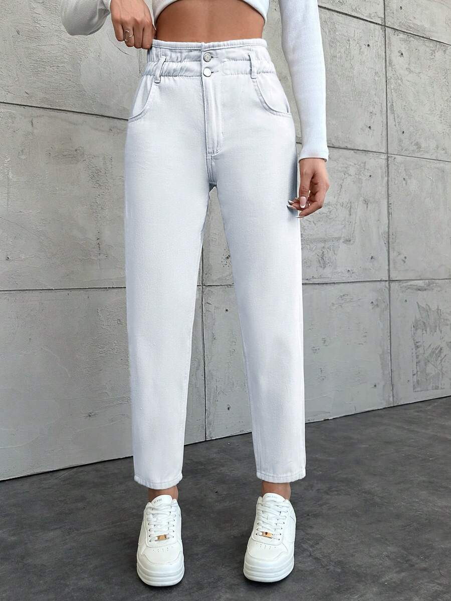 Cottnline Women's Denim Long Pants - White - View 1