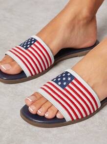 SHUZIA 女士时尚星条旗灵感 2024 年选举年凉鞋：自由，我要投票