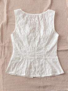 Soleia WYWH假日女士白色刺繡針織開衫，帶繫帶 - 白色 - 查看 2