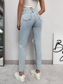 SHEIN Tall TALL LIGHT WASH LONG BLUE - Light Wash - View 2