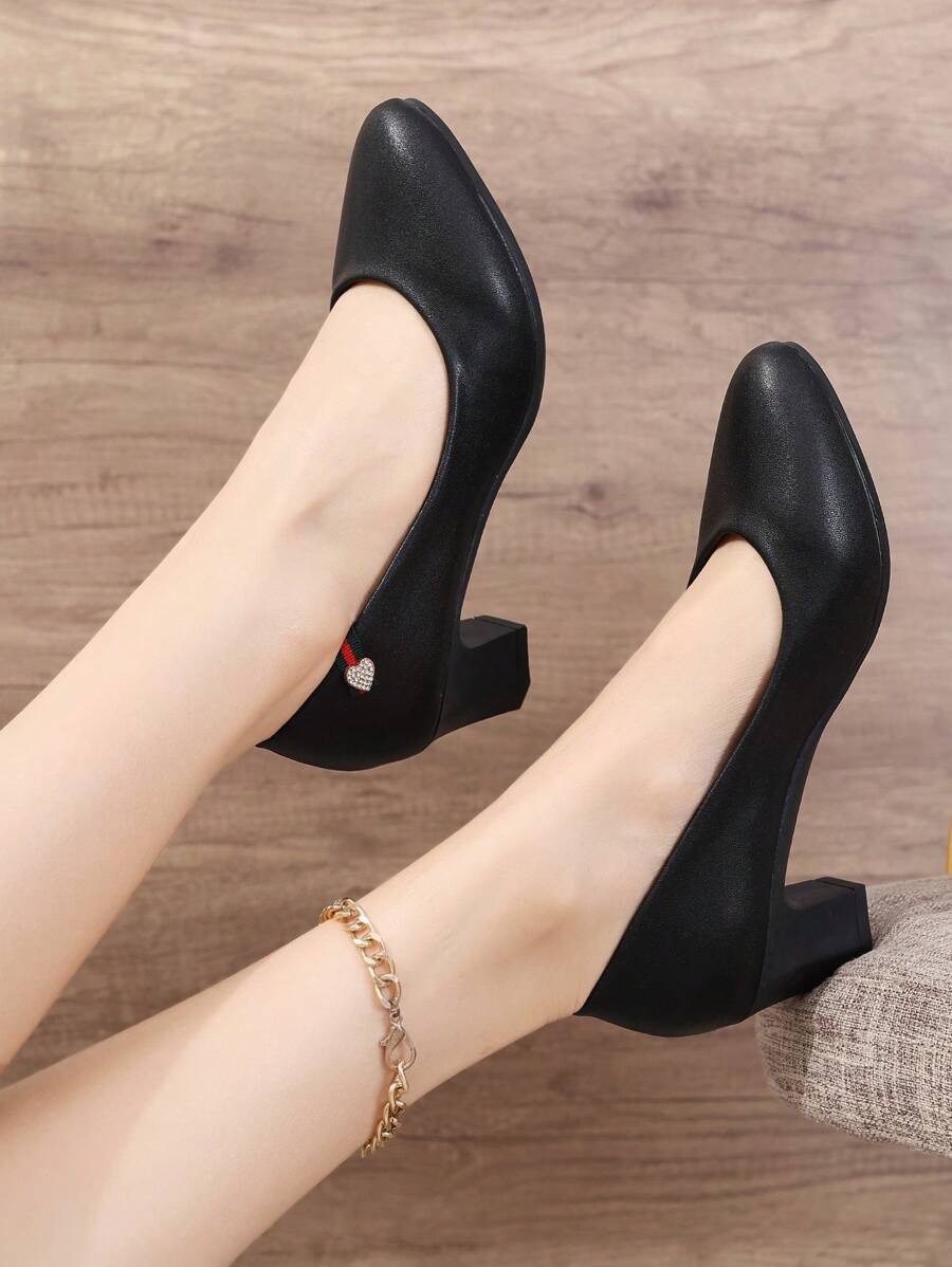 Sapatos De Trabalho De Salto Alto Macio Feminino, Sapatos De Aeromoça Pretos, Solas Macias, Confortáveis Para Longa Duração, Adequados Para Trabalho De Escritório - Preto - Ver 1