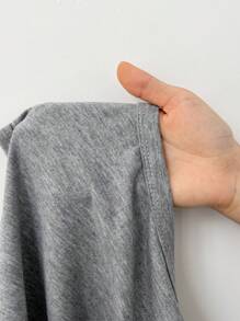 SHEIN EZwear 女士夏季純色重疊V領修身背心T恤 - 灰色 - 查看 6