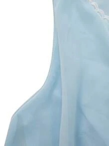 少女優雅婚禮派對花朵腰帶連身褲，採用雪紡面料 - 藍色 - 查看 4