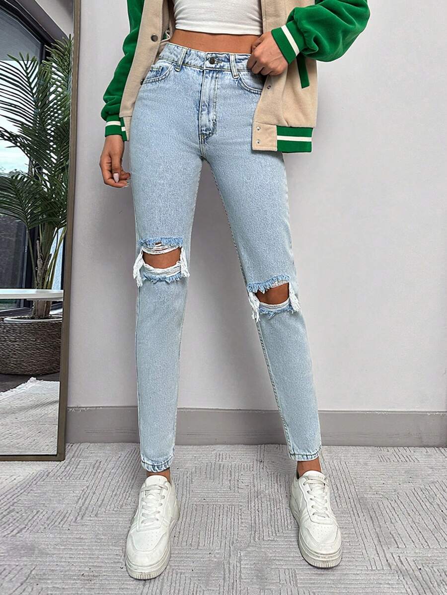 SHEIN Tall TALL LIGHT WASH LONG BLUE - Light Wash - View 1