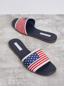 SHUZIA 女士时尚星条旗灵感 2024 年选举年凉鞋：自由，我要投票