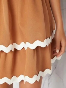 SHEIN Unity Women's Summer Color Block Ruched Strapless Dress With Waistband