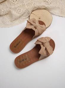 Ciabatte con fiocco da donna, per l'estate, scarpe da spiaggia antiscivolo, sandali alla moda con fiocco per uso esterno, per San Valentino - Castano - Visualizzare 4