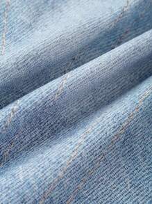 少女不对称拼布吊带背心 - 藍色 - 查看 3