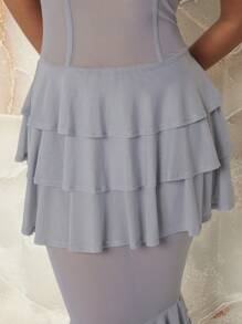 SHEIN Unity 層疊荷葉邊薄紗連身裙