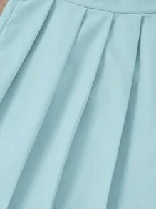 SHEIN Conjunto de 2 piezas de top con pliegues y falda elegante para niña preadolescente - Celeste - Ver 7
