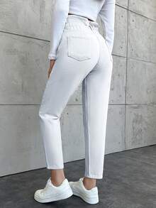 Cottnline Women's Denim Long Pants - White - View 2