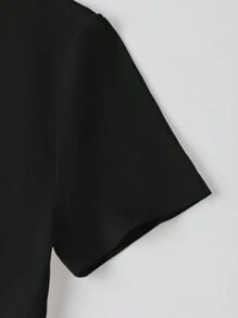 INAWLY Camiseta de mujer con cuello redondo, manga corta y estampado para la primavera y el verano - Negro - Ver 5