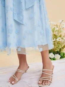 DEARCASE Vestido sem mangas elegante com estampa de flores para gestantes, ideal para o verão e maternidade - Baby Azul - Ver 3