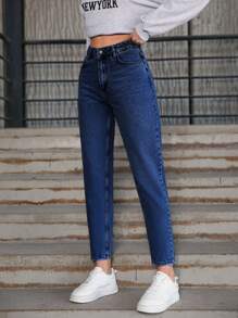 EURMUSE Women's Slant Pocket Tapered Jeans - Medium Wash - View 5