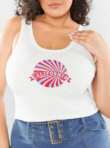 Forever 21 Vintage College Style Plus Size Women Tank Top For Summer - White - View 5