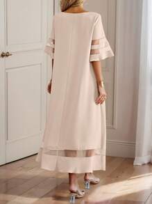 EMERY ROSE Ladies' Summer Casual Long Mesh Splice Dress Maxi Women Outfit