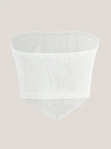 SHEIN EZwear Summer Hanky Hem Tube Top - White - View 2