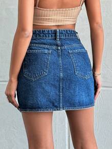 RueChic WRAP DENIM MINI SKIRT DARK BLUE - Dark Wash - View 2