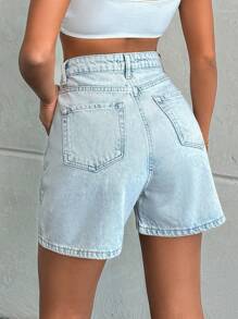 EURMUSE HIGH WAIST Rhinestone DETAILED  BLUE DENIM JEAN - 351 GR - Light Wash - View 2
