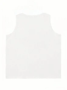 女式休闲字母印花圆领背心，夏季 - 白色 - 查看 2