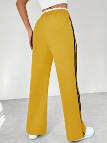 SHEIN Unity 女士抽绳腰侧条纹阔腿宽松休闲裤