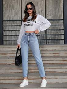 EURMUSE Của phụ nữ Thon gọn Denim Quần jean - Rửa nhẹ - Xem 4