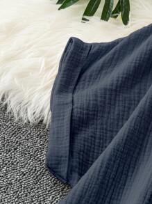 GlowEve CURVE 大尺碼夏季休閒短袖衬衫，翻領、前排鈕扣、口袋設計 - 藏蓝色 - 查看 4