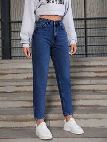 EURMUSE Women's Slant Pocket Tapered Jeans - Medium Wash - View 4