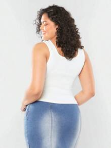 Forever 21 Vintage College Style Plus Size Women Tank Top For Summer - White - View 2