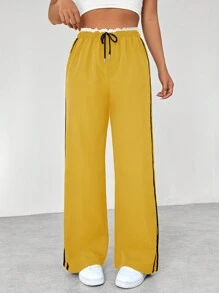 SHEIN Unity 女士抽绳腰侧条纹阔腿宽松休闲裤