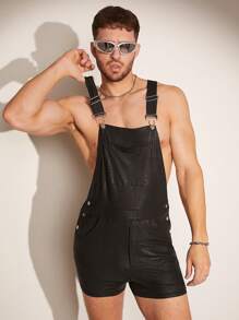 FeverCity 男士時尚鱷魚紋修身背帶褲，夏季 - 彩色 - 查看 1