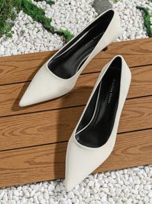 Xin Jing Shoes 新款時尚百搭女款高跟鞋，適合上班穿著的女鞋 - 白色 - 查看 7