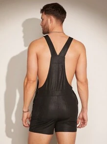 FeverCity 男士時尚鱷魚紋修身背帶褲，夏季 - 彩色 - 查看 2