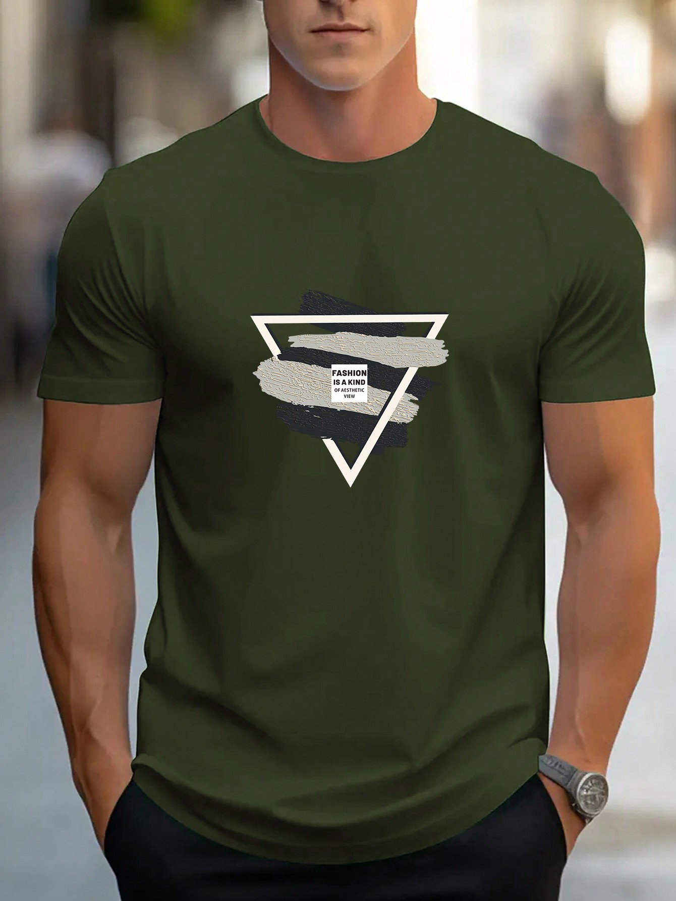 Men Triangle & Letter Graphic Tee