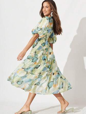 Sissyaki Women's Long Sleeve Boho Floral Dress Smocked Beach Flowy Dress