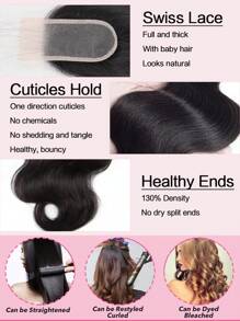 Body Wave Lace Closure Human Hair 2 X 4 Transparent Lace Closure 1pc Affordable Pre Plucked Natural Hairline Natural Black Color