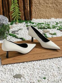 Xin Jing Shoes 新款時尚百搭女款高跟鞋，適合上班穿著的女鞋 - 白色 - 查看 2