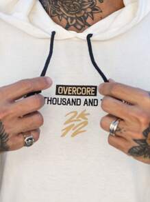 Áo thun có mũ trùm đầu có dây rút in hình khẩu hiệu dành cho nam - trắng - Xem 4