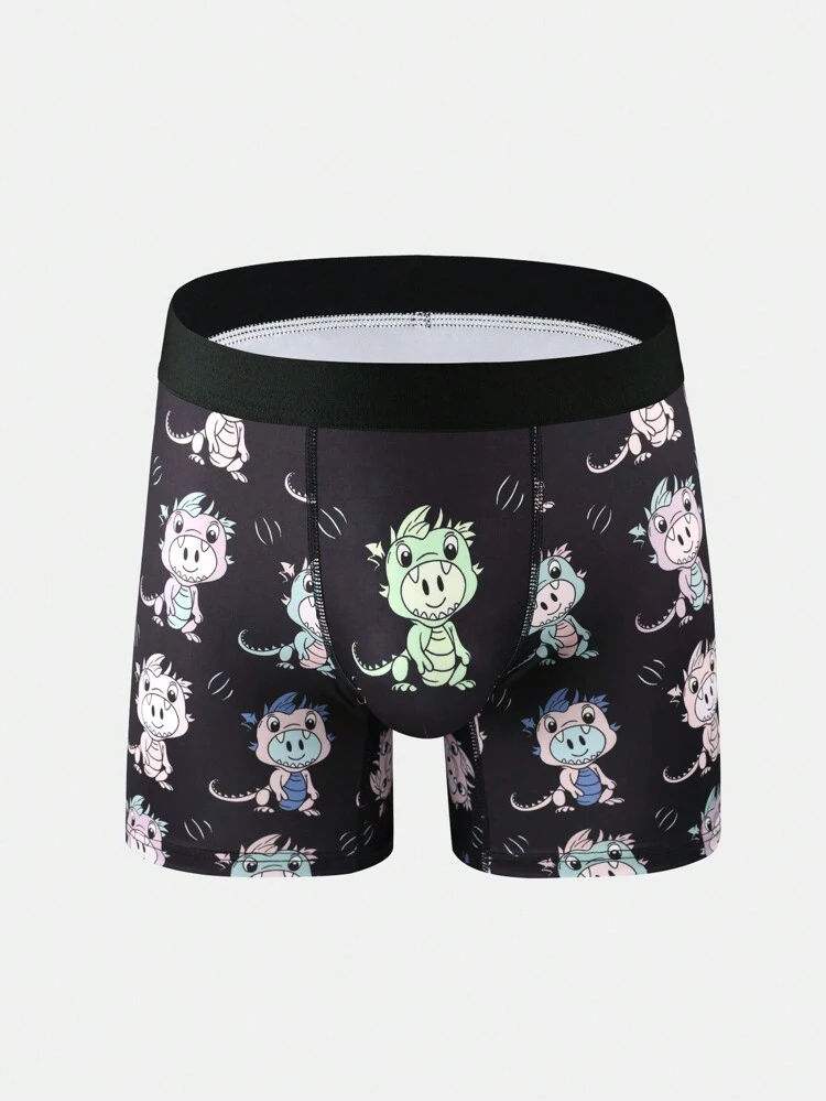 Men's Cartoon Printed Simple Daily Boxer Briefs