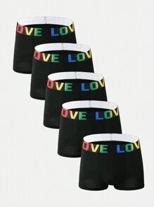 Men's Black Square Cut Underwear (Pack Of 5) - Black - View 1