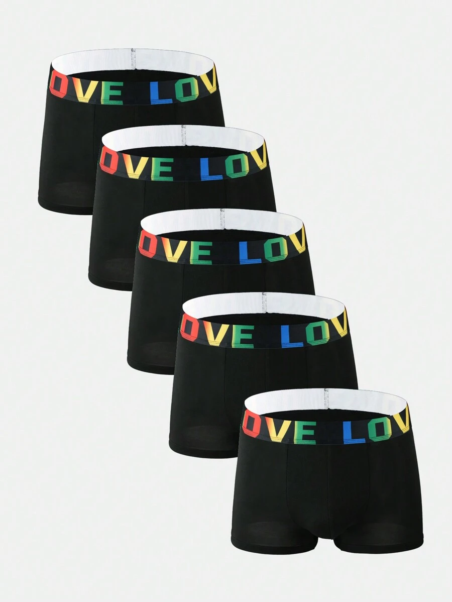 Men's Black Square Cut Underwear (Pack Of 5) - Black - View 1