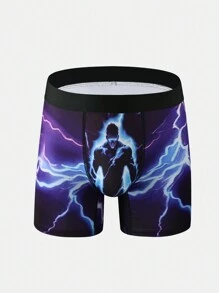 Hombres Pantalones cortos con estampado de bloques de color y ribete de contraste - Multicolor - Ver 1