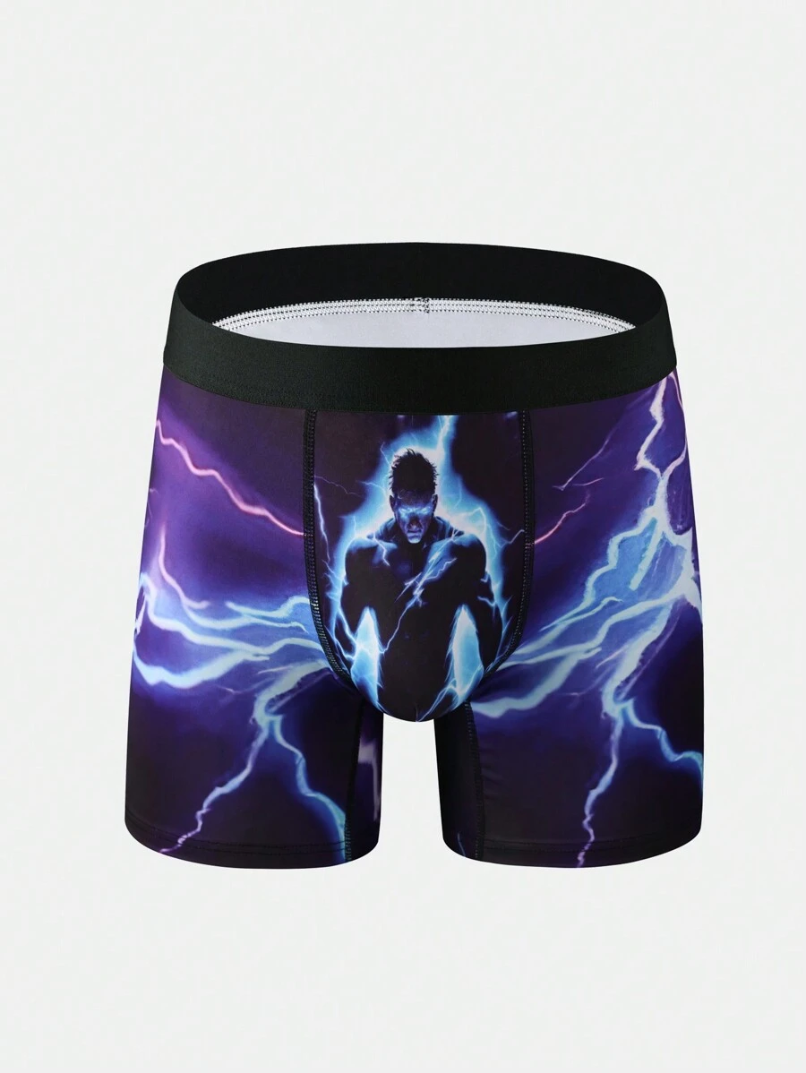 Hombres Pantalones cortos con estampado de bloques de color y ribete de contraste - Multicolor - Ver 1