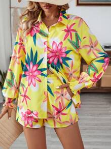 Breezaya Hawaiiaanse stijl tropische print zomer shorts set van 2 stuks