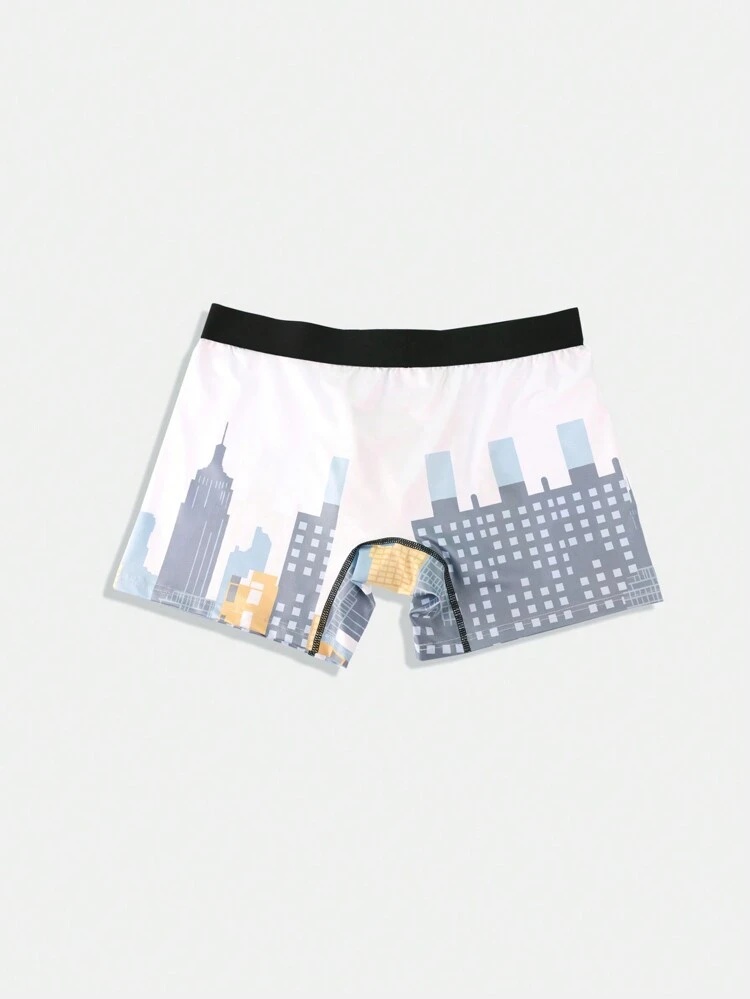 Men's Contrast Color Edge Briefs With Letter And Graphic Print