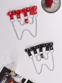 Plus Size Punk Rivet And Iron Chain Collar Two-Piece Set ,2 Pcs - Multicolor - View 1