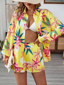 Breezaya Hawaiiaanse stijl tropische print zomer shorts set van 2 stuks