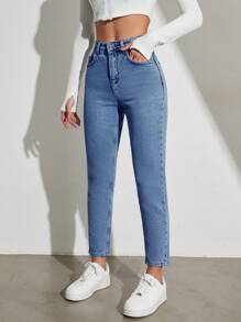 EURMUSE Ladies' Tapered Jeans - Medium Wash - View 6