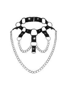 Plus Size Punk Rivet And Iron Chain Collar Two-Piece Set ,2 Pcs - Multicolor - View 7