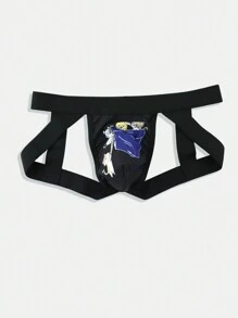 Quần lót nam thời trang in hình mèo Jockstrap Thong gợi cảm - màu đen - Xem 3